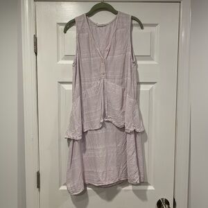 LACAUSA Linen Tiered Sleeveless Dress